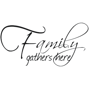 Family Gathers Here Wall Quote Decal - view 2