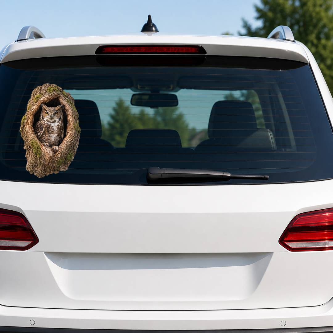 3D Realistic Owl Decal – Removable Vinyl Animal Sticker for Walls, Windows & Smooth Surfaces