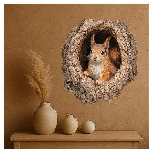 3D Squirrel Decal Sticker – Realistic Woodland Animal Wall Decor for Kids Rooms, Nurseries & Nature Lovers