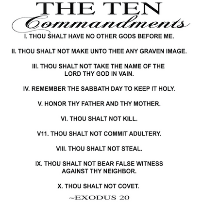 Ten Commandments Wall Quote Decal