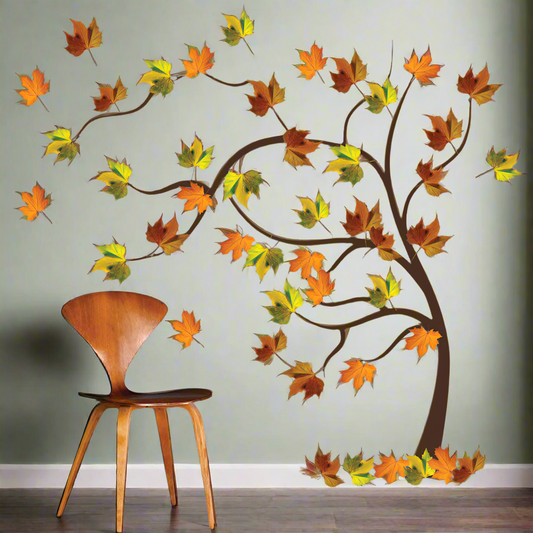 Autumn Tree Wall Decal Leaves Sticker Fall Window Decals Leave Decals