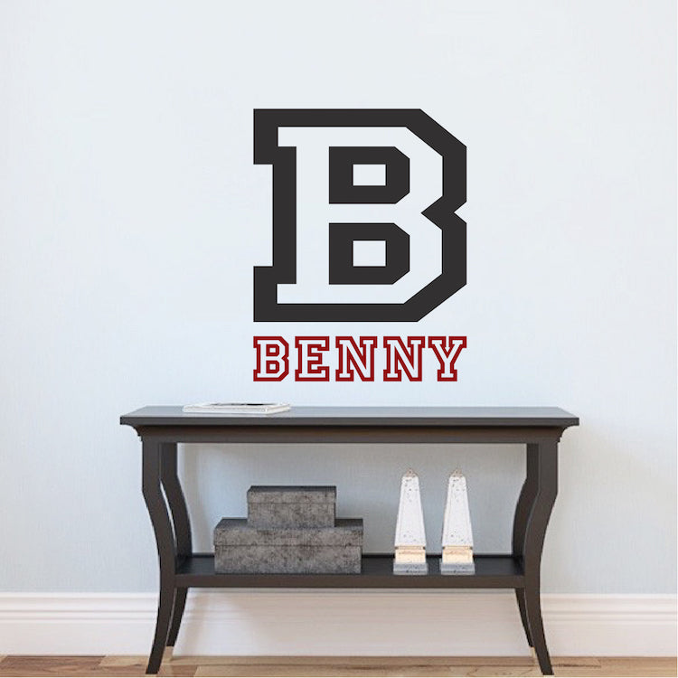 Personalized Sport Style Initial and Name Decal - view 1