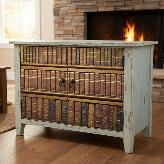Rustic Book Wallpaper Decal – Vintage Library Wall Decor