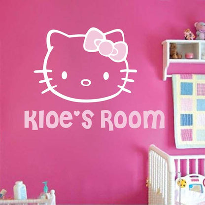 Personalized Bow Cat Room Wall Decal - view 4