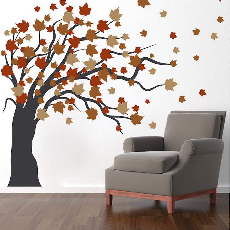 Seasonal Tree and Leaves Wall Decal - view 1