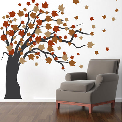Seasonal Tree and Leaves Wall Decal - view 1