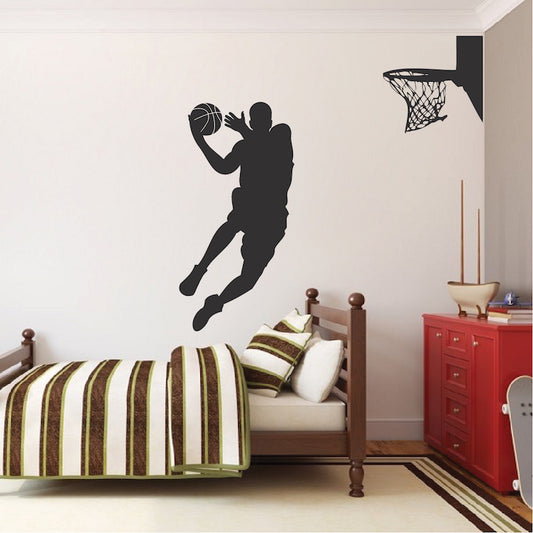Basketball Player and Hoop Wall Decal - view 1