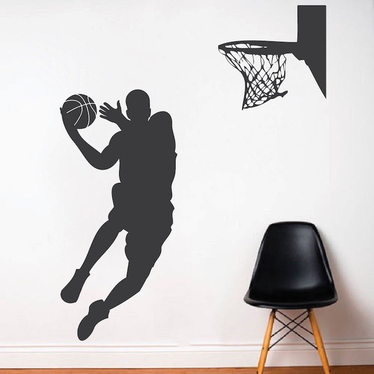 Basketball Player and Hoop Wall Decal - view 2