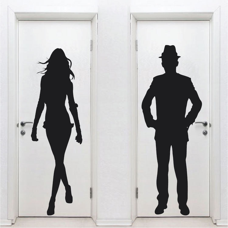 Modern Restroom Door Decal Set - view 3