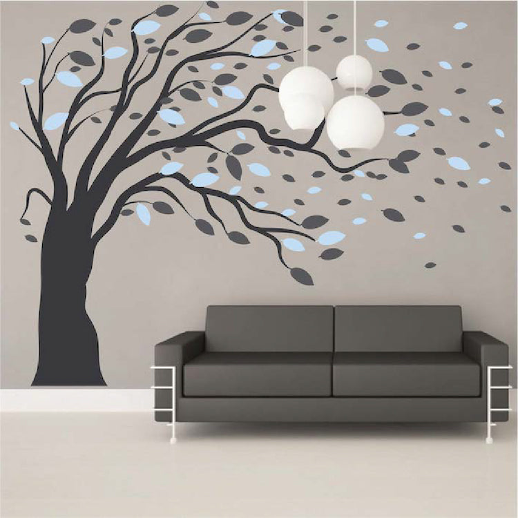 Blowing Tree and Leaves Wall Decal - view 3