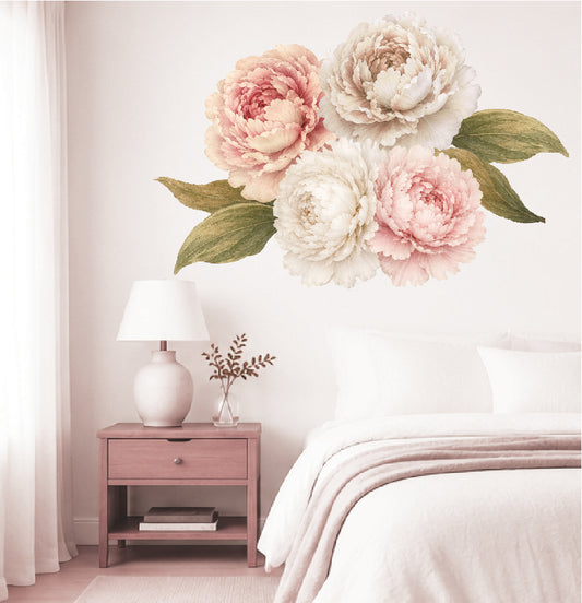 Peony Flower Wall Decal Kit | Removable Peel and Stick Floral Decor
