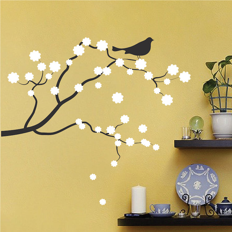 Flowering Branch and Bird Wall Decal - view 2