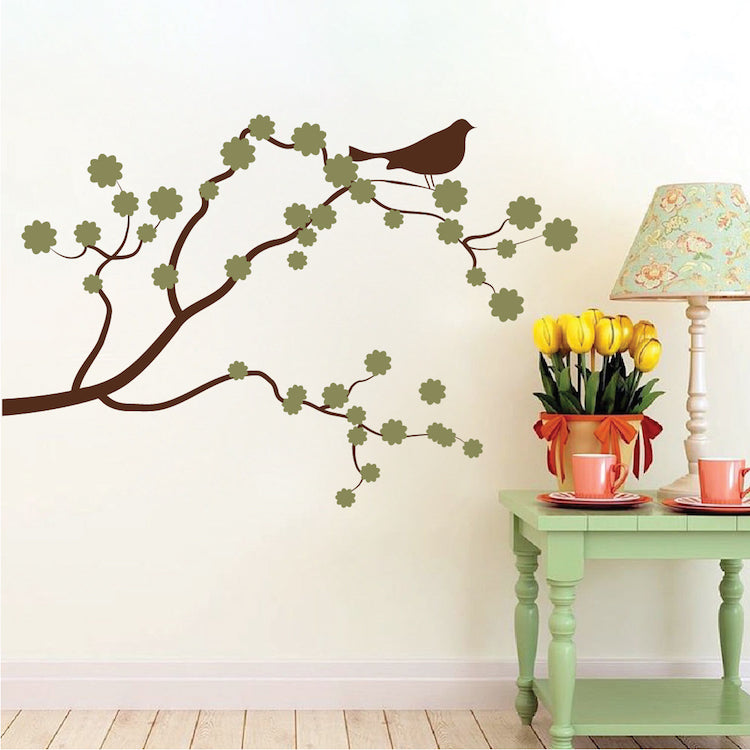 Flowering Branch and Bird Wall Decal - view 1
