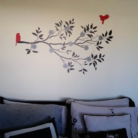 Birds and Flowering Branch Wall Decal - view 2