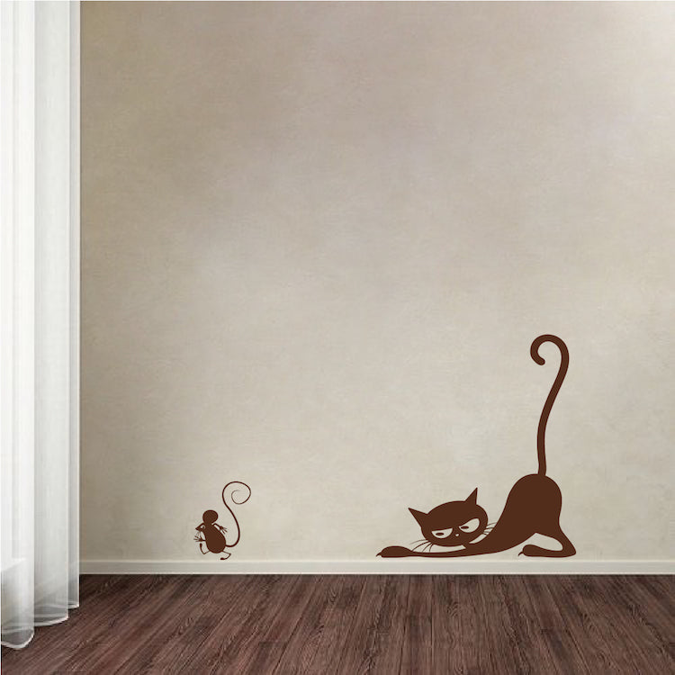 Cat Chasing Mouse Wall Decal Set - view 4