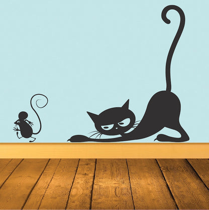 Cat Chasing Mouse Wall Decal Set - view 1
