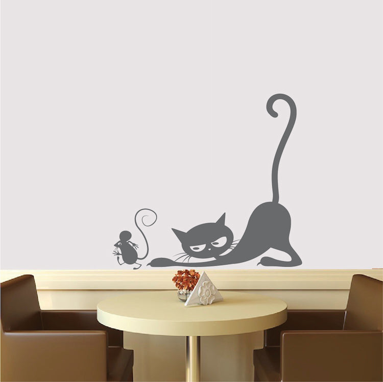 Cat Chasing Mouse Wall Decal Set - view 3