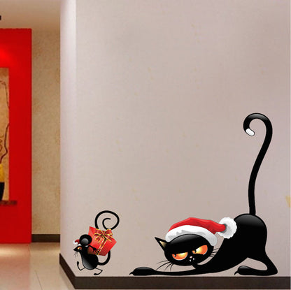 Christmas Cat & Mouse Wall Decal Set