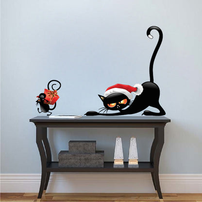 Christmas Cat & Mouse Wall Decal Set