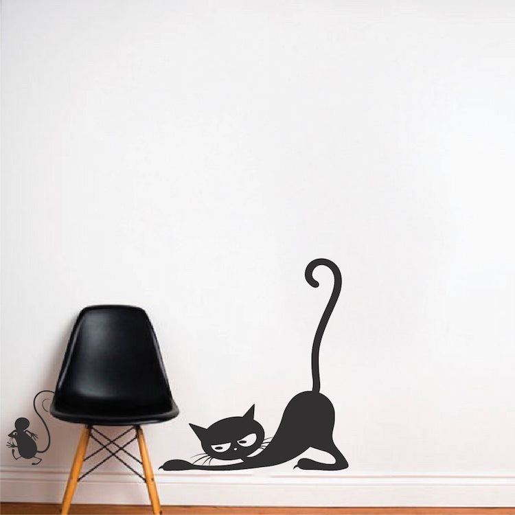 Cat Chasing Mouse Wall Decal Set - view 2