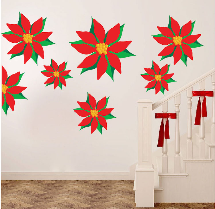 Christmas Poinsettia Wall Decal Set