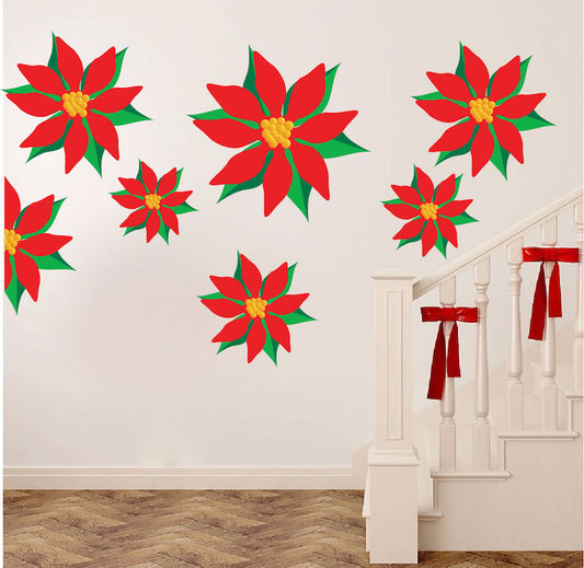 Christmas Poinsettia Wall Decal Set