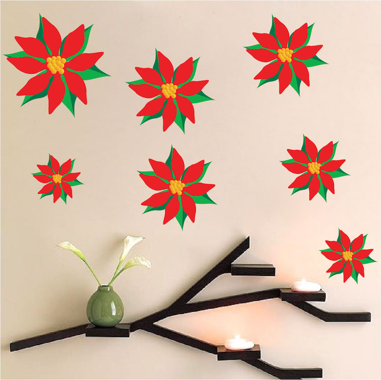 Christmas Poinsettia Wall Decal Set
