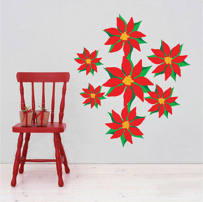 Christmas Poinsettia Wall Decal Set