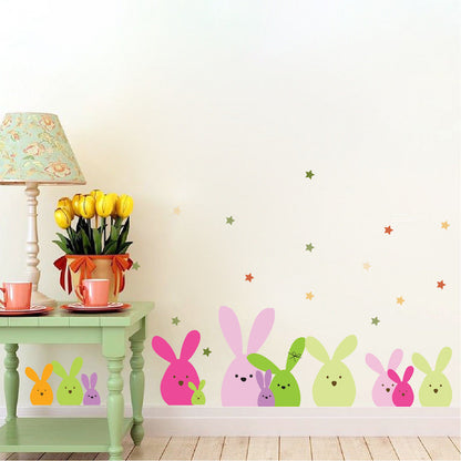 Colorful Easter Bunny Wall Decal Set
