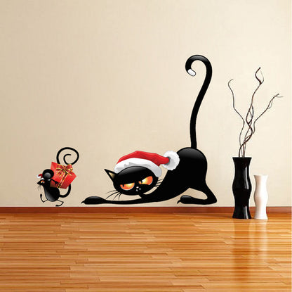 Christmas Cat & Mouse Wall Decal Set