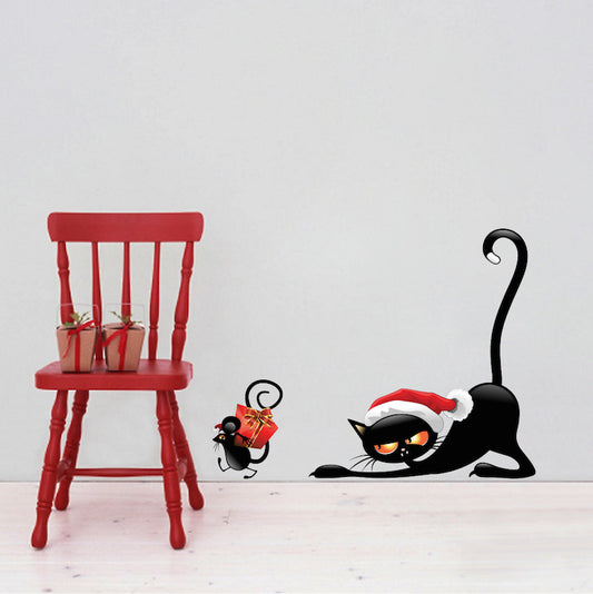 Christmas Cat & Mouse Wall Decal Set