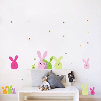 Colorful Easter Bunny Wall Decal Set
