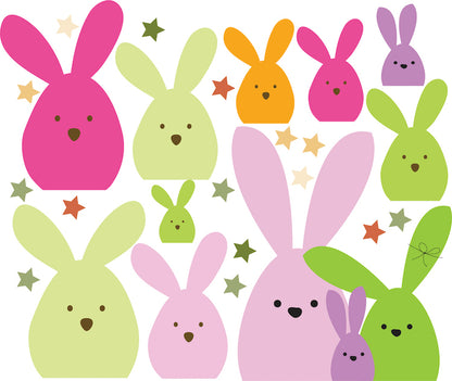 Colorful Easter Bunny Wall Decal Set