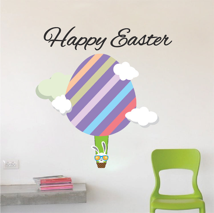 Happy Easter Bunny Balloon Wall Decal