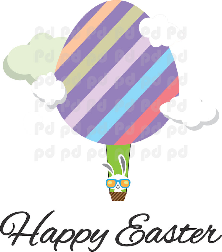 Happy Easter Bunny Balloon Wall Decal