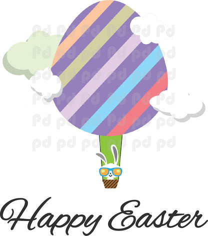 Happy Easter Bunny Balloon Wall Decal