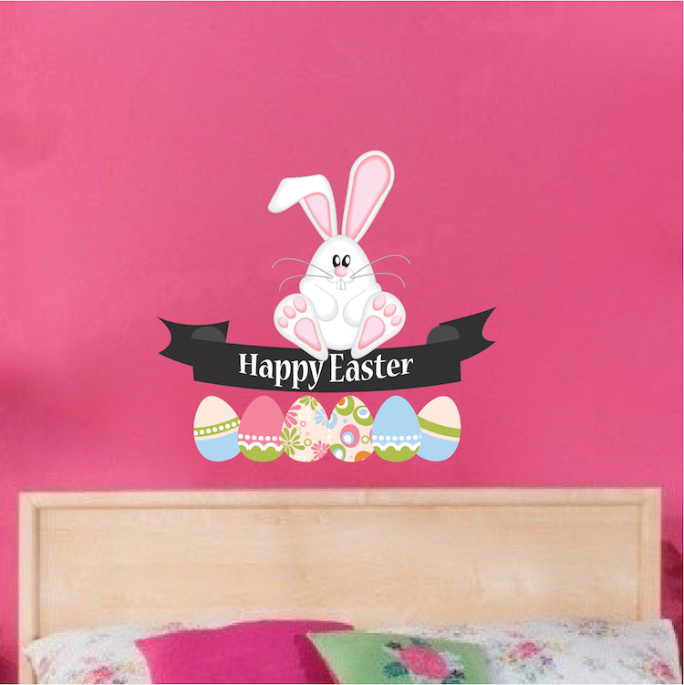 Easter Bunny Banner Wall Decal Set