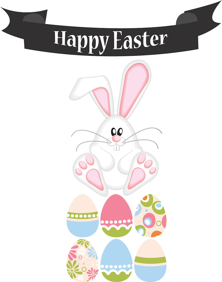 Easter Bunny Banner Wall Decal Set