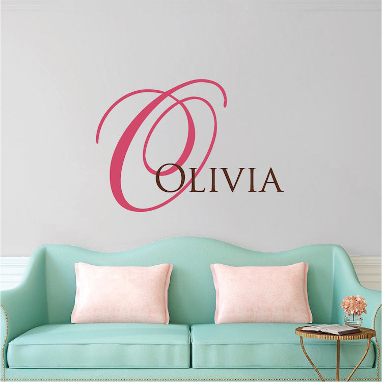 Personalized Large Initial and Name Wall Decal - view 2