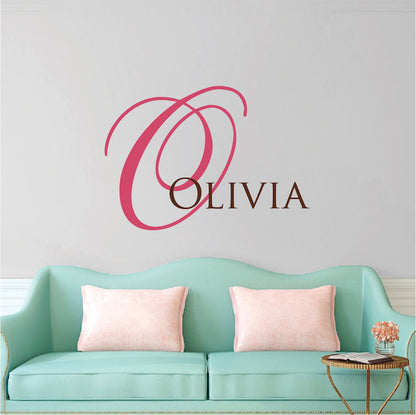 Personalized Large Initial and Name Wall Decal - view 2