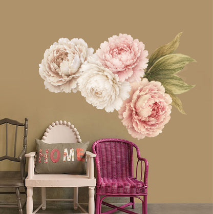Peony Flower Wall Decal Kit | Removable Peel and Stick Floral Decor