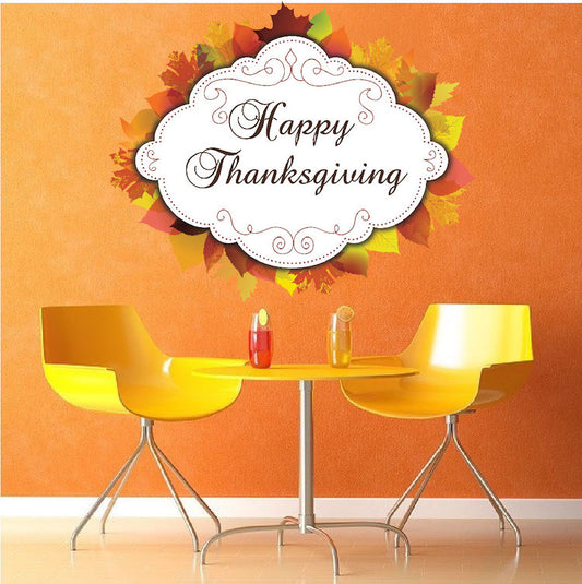 Happy Thanksgiving Wall Mural Decal – Festive Fall Decor
