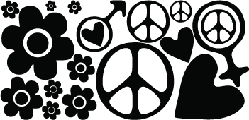 Retro Flower and Heart Wall Decal Kit - Design 2 - view 4