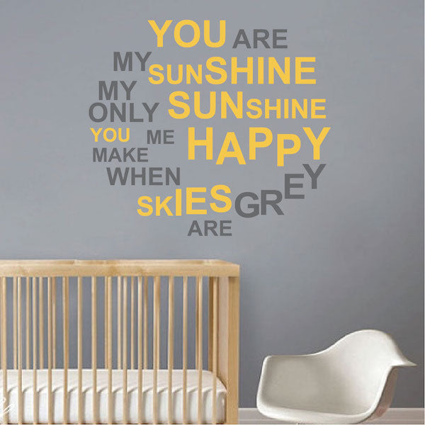 You Are My Sunshine Two Color Wall Quote Decal - view 2
