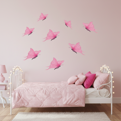 Pink Butterfly Wall Decal for Girls Room