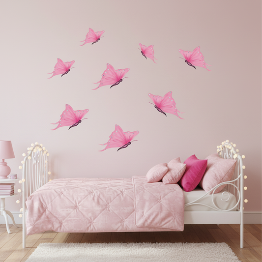 Pink Butterfly Wall Decal for Girls Room