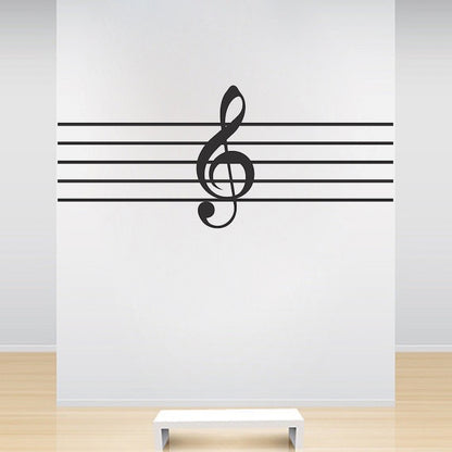 Treble Clef and Music Staff Wall Decal - view 2