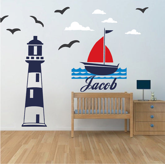 Lighthouse and Birds Wall Decal Set - view 2