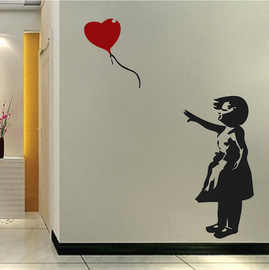 Girl and Heart Balloon Wall Decal - view 2