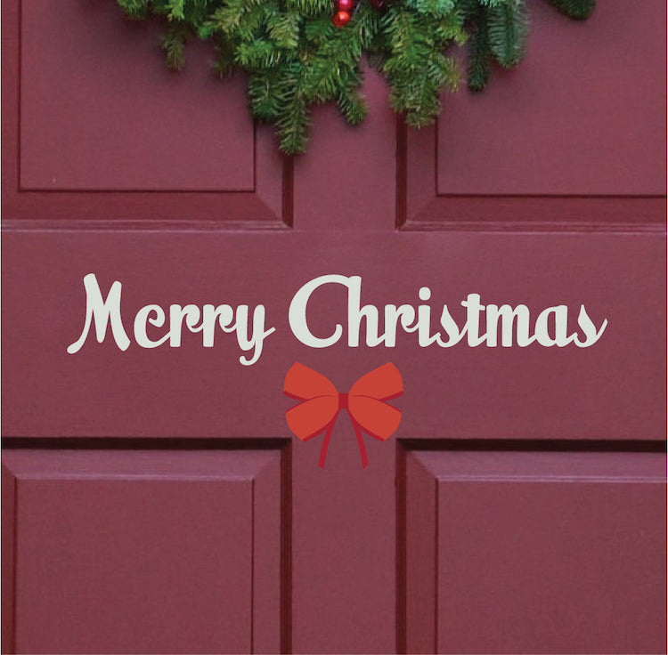 Merry Christmas Wall Decal with Bow